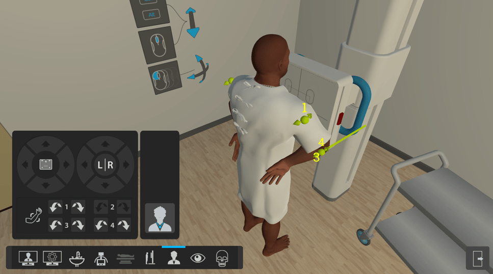Desktop icon tray for the equipment and patient