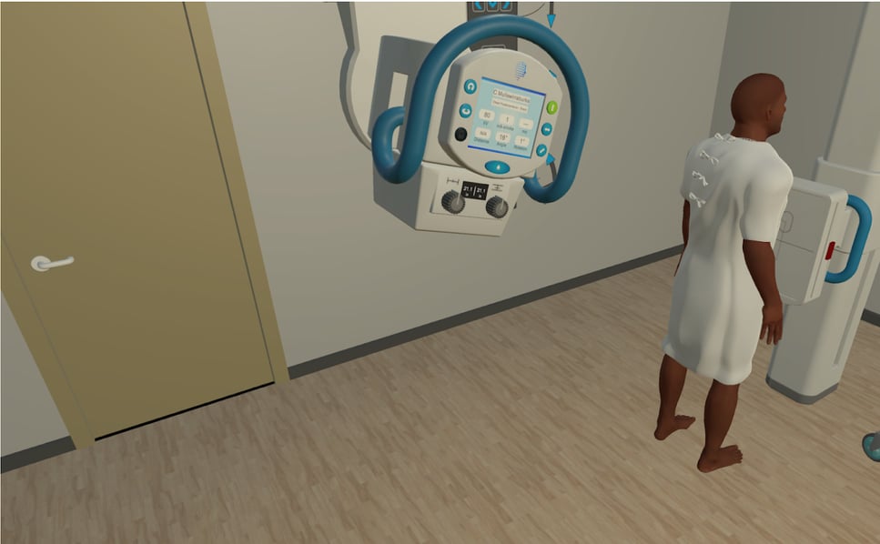 X-ray tube controls with the light button and collimation dials