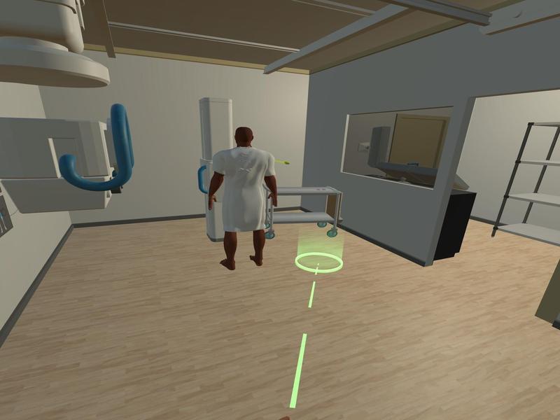 Green teleport circle on the floor showing a valid spot