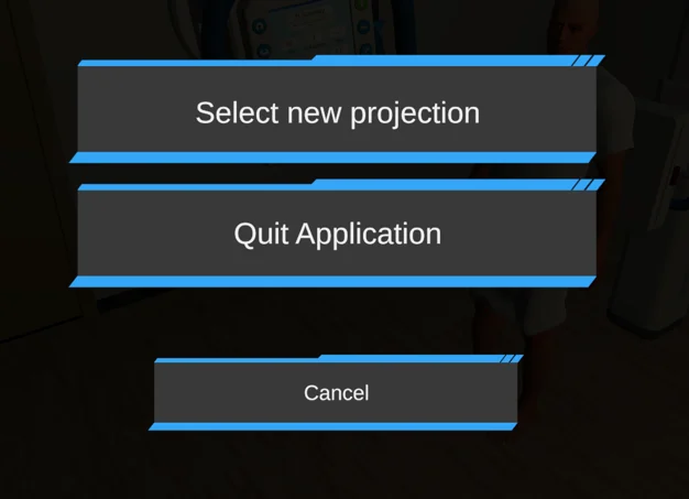 Exit options: select a new projection or quit application
