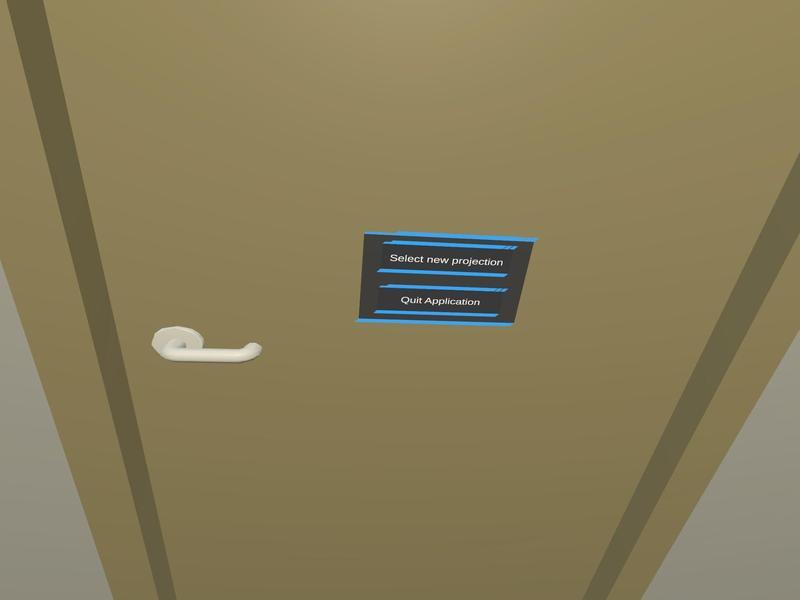 Exit menu on the door in VR