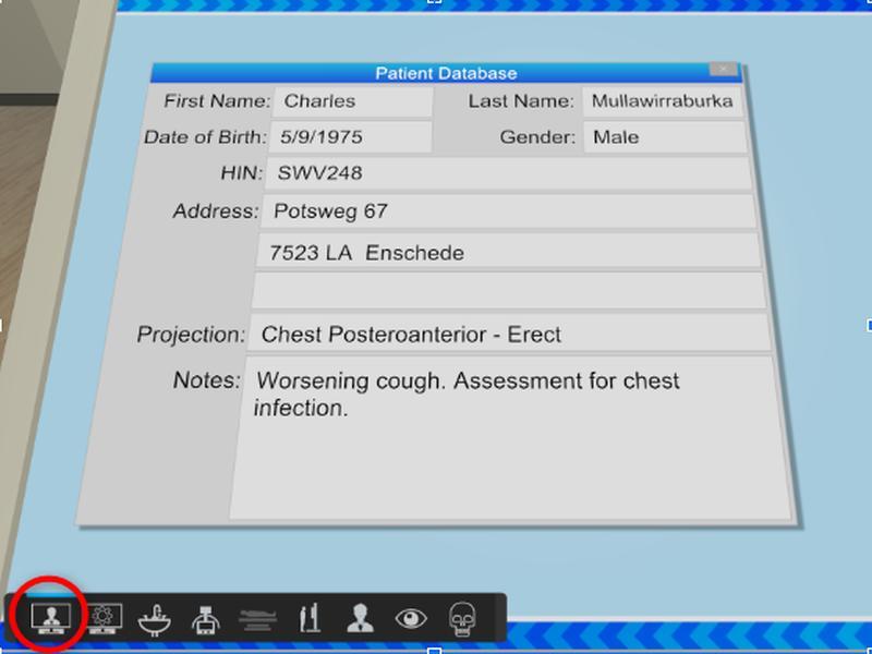 Patient information monitor with the Desktop icon that opens it
