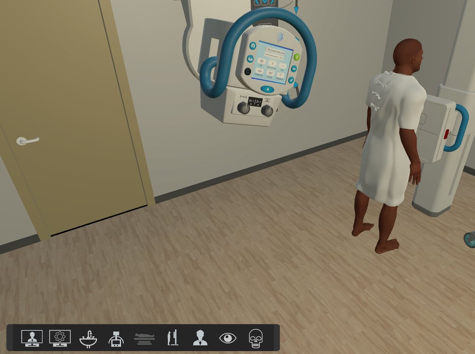 Desktop patient icon with numbered movement arrows